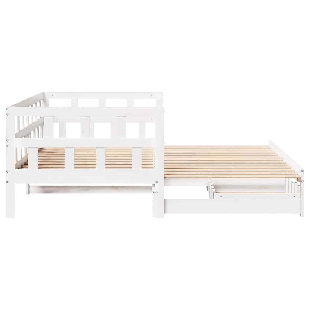 daybed med udtræk og skuffer uden madras 80x200 cm hvid