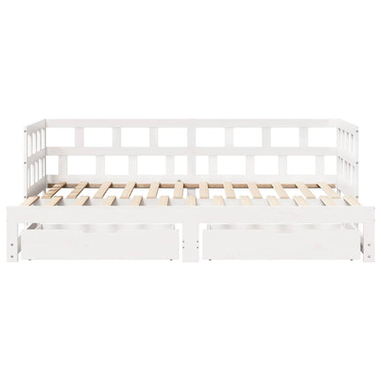 daybed med udtræk og skuffer uden madras 90x200 cm hvid