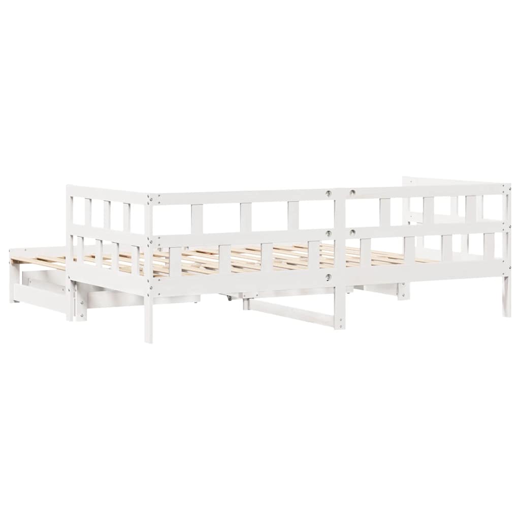 daybed med udtræk og skuffer uden madras 90x200 cm hvid