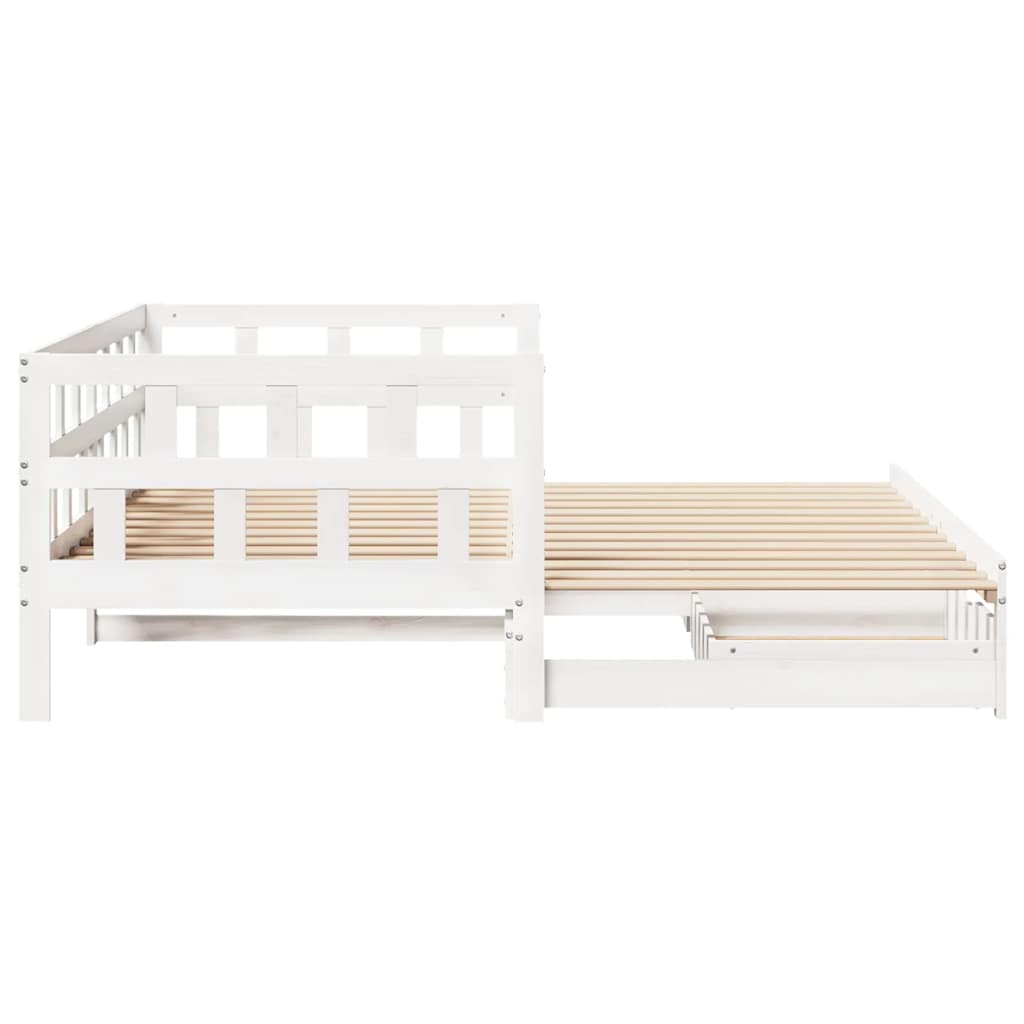 daybed med udtræk og skuffer uden madras 80x200 cm hvid