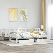 daybed med udtræk og skuffer uden madras 80x200 cm hvid