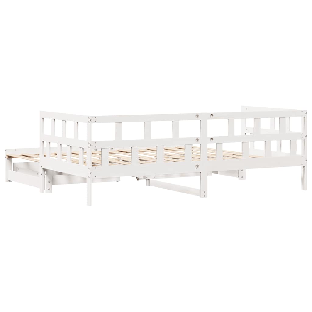 daybed med udtræk og skuffer uden madras 90x190 cm hvid