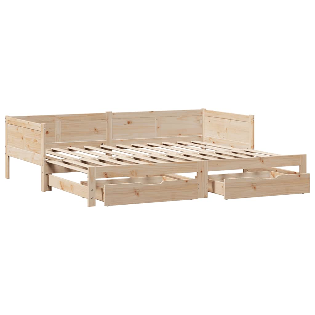 daybed med udtræk og skuffer uden madras 80x200 cm