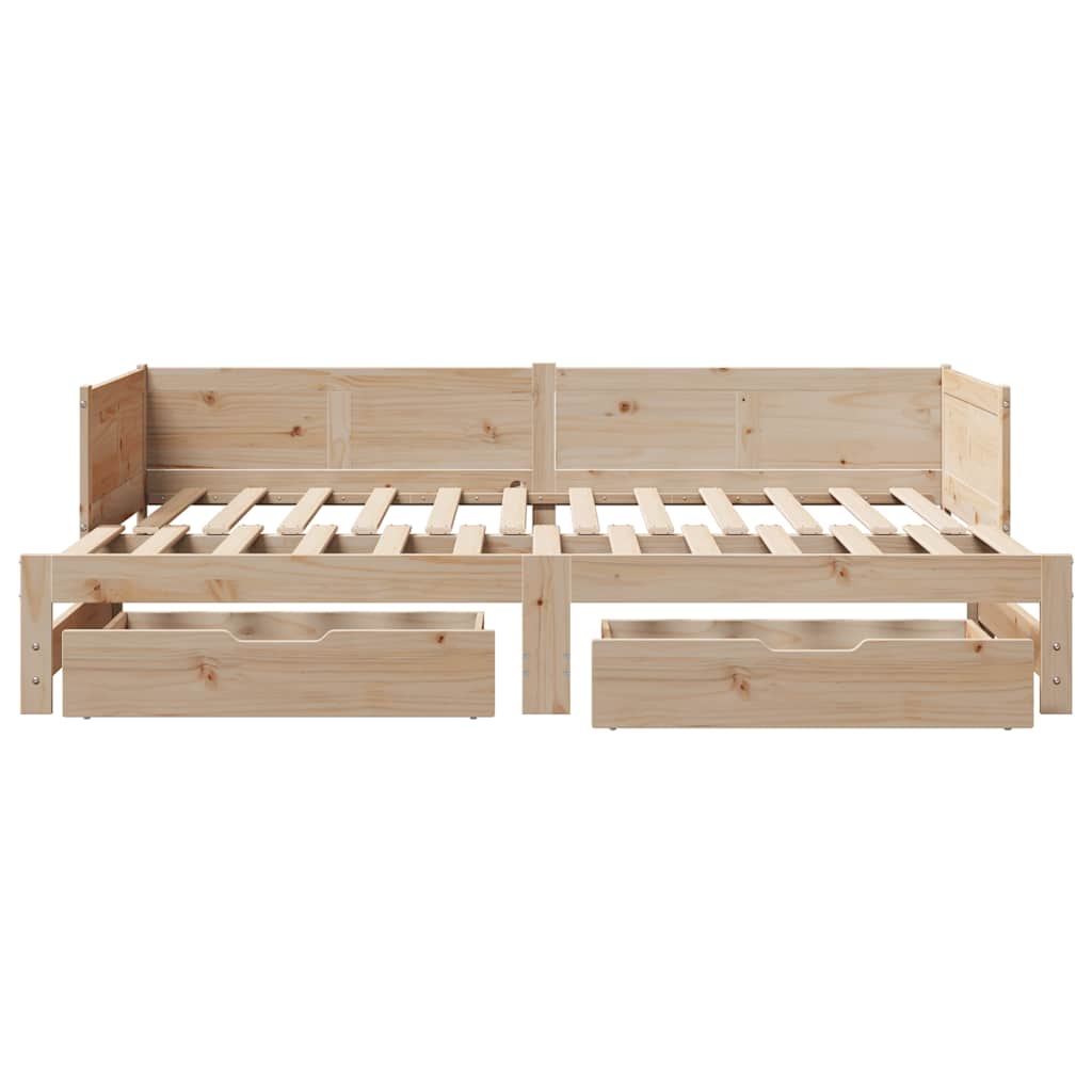 daybed med udtræk og skuffer uden madras 80x200 cm