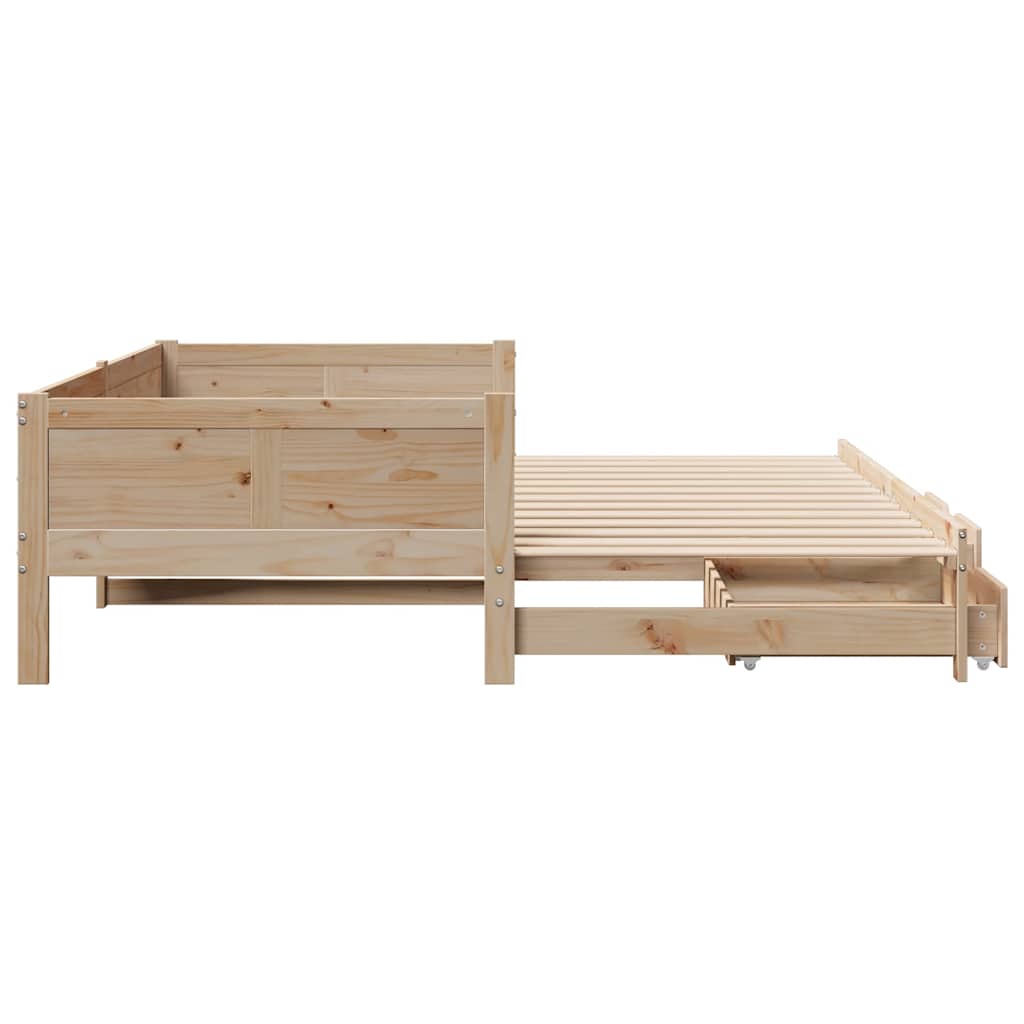 daybed med udtræk og skuffer uden madras 90x190 cm