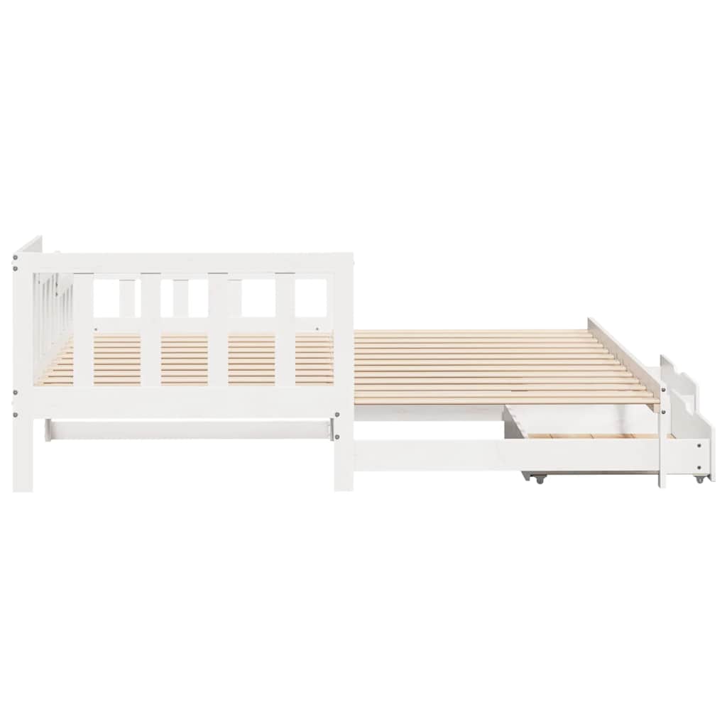 daybed med udtræk og skuffer uden madras 90x190 cm hvid