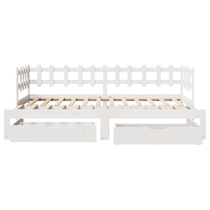 daybed med udtræk og skuffer uden madras 80x200 cm hvid