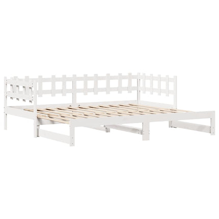 daybed med udtræk og skuffer uden madras 80x200 cm hvid