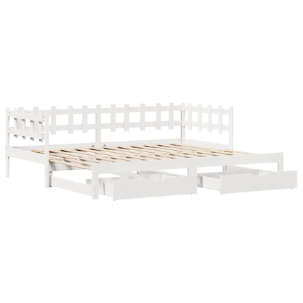 daybed med udtræk og skuffer uden madras 90x190 cm hvid