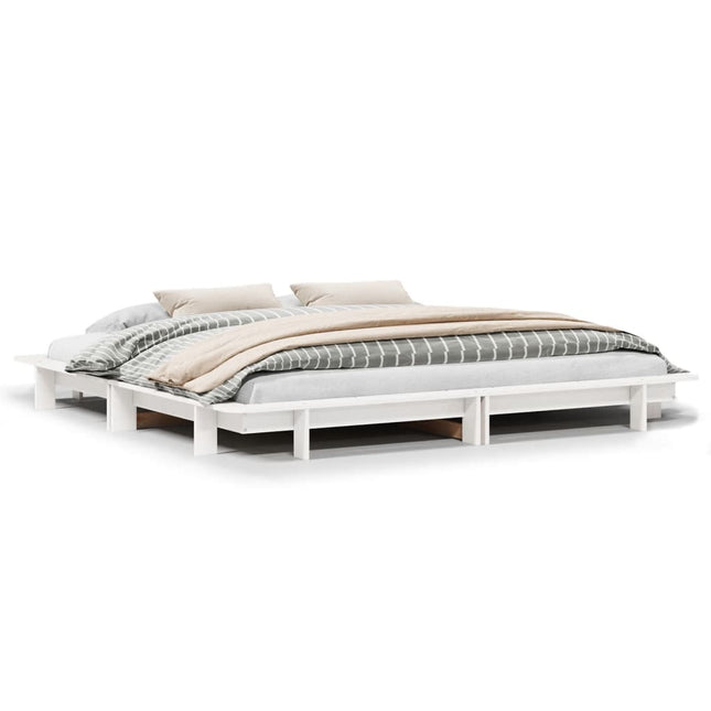sengeramme uden madras 200x200 cm massivt fyrretræ hvid