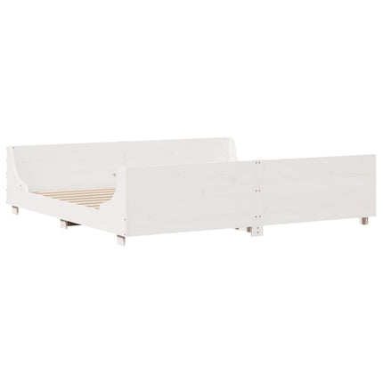 sengeramme uden madras 200x200 cm massivt fyrretræ hvid