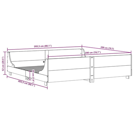 sengeramme uden madras 200x200 cm massivt fyrretræ gyldenbrun