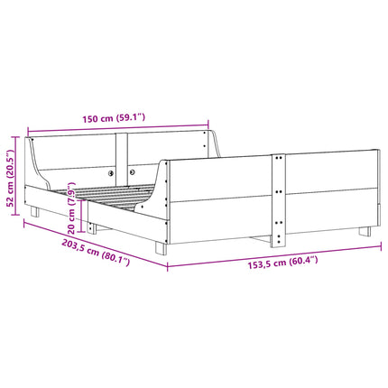 sengeramme uden madras 150x200 cm massivt fyrretræ hvid