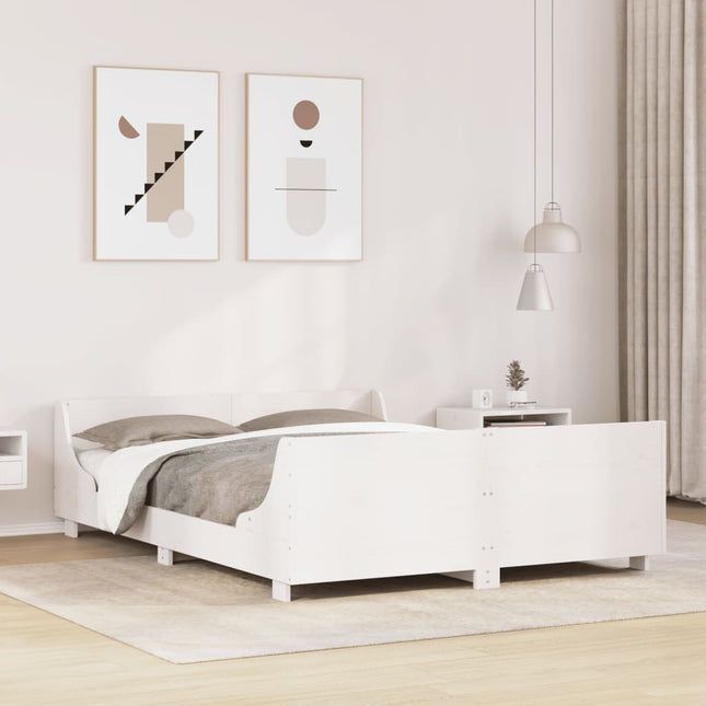 sengeramme uden madras 150x200 cm massivt fyrretræ hvid