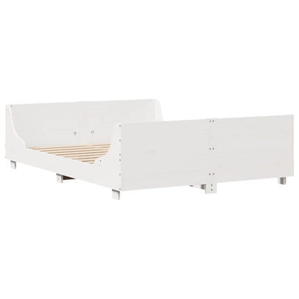sengeramme uden madras 140x200 cm massivt fyrretræ hvid