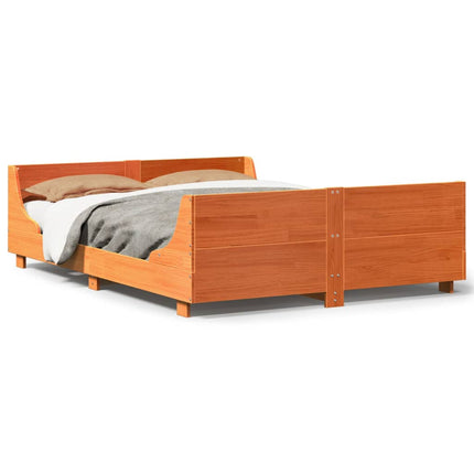 sengeramme uden madras 140x200 cm massivt fyr gyldenbrun