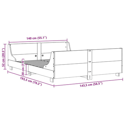 sengeramme uden madras 140x190 cm massivt fyrretræ