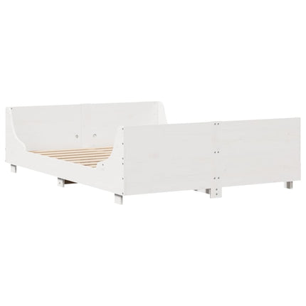sengeramme uden madras 140x190 cm massivt fyrretræ hvid