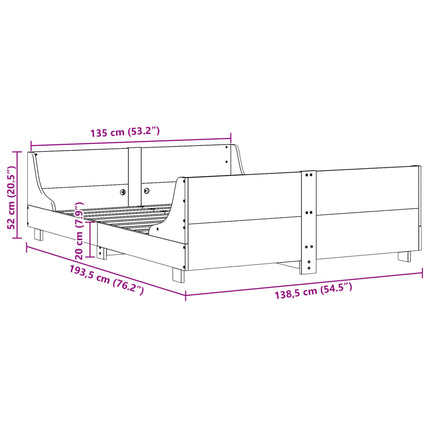 sengeramme uden madras 135x190 cm massivt fyrretræ hvid