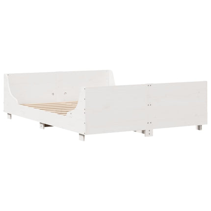 sengeramme uden madras 135x190 cm massivt fyrretræ hvid