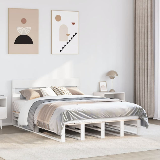 sengeramme uden madras 160x200 cm massivt fyrretræ hvid