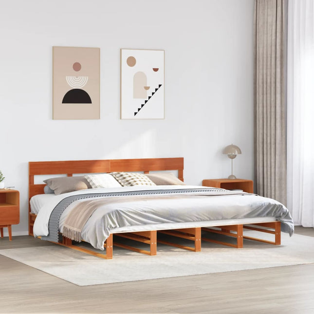 sengeramme uden madras 180x200 cm massivt fyrretræ gyldenbrun