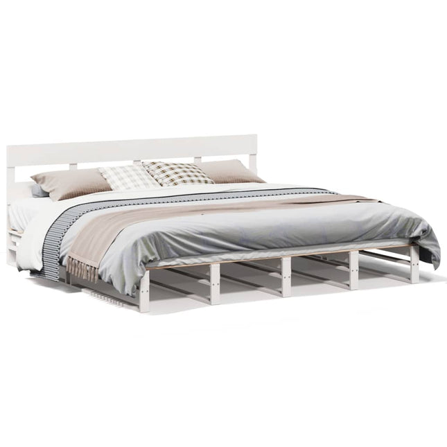 sengeramme uden madras 200x200 cm massivt fyrretræ hvid