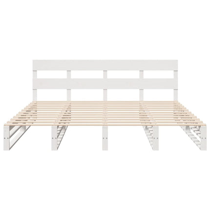 sengeramme uden madras 200x200 cm massivt fyrretræ hvid