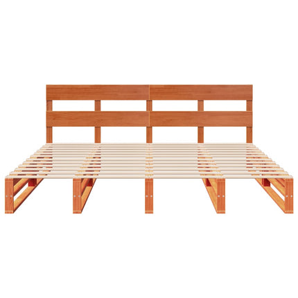 sengeramme uden madras 200x200 cm massivt fyrretræ gyldenbrun