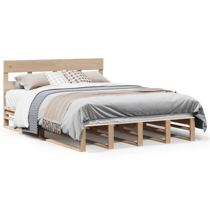 sengeramme uden madras 135x190 cm massivt fyrretræ hvid