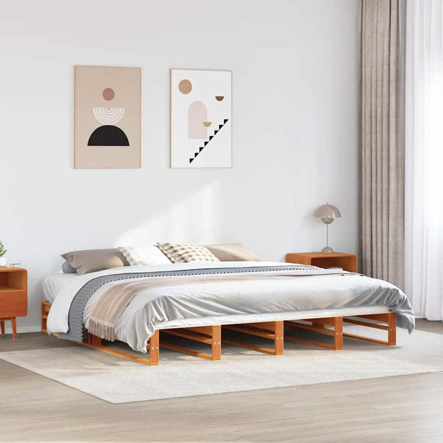 sengeramme uden madras 180x200 cm massivt fyrretræ gyldenbrun