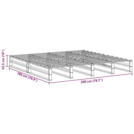 sengeramme uden madras 200x200 cm massivt fyrretræ hvid