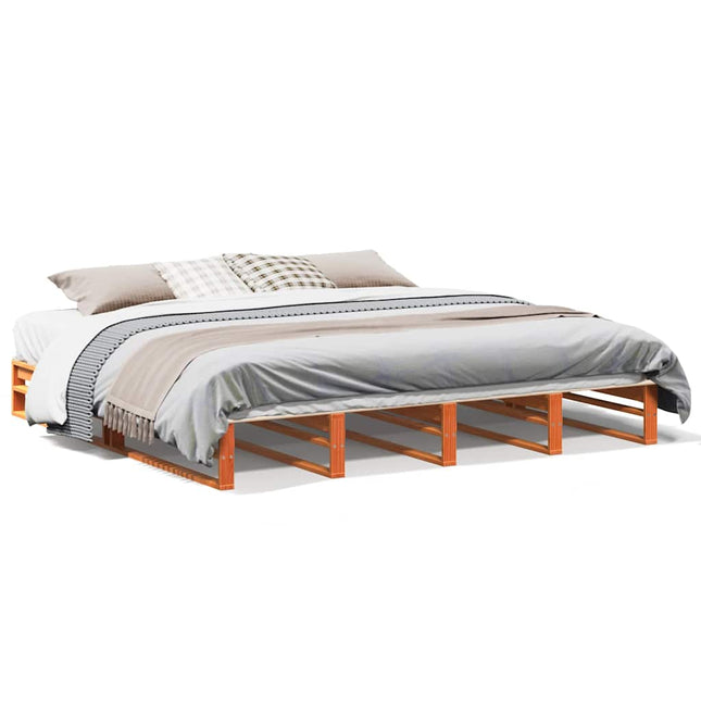 sengeramme uden madras 200x200 cm massivt fyrretræ gyldenbrun