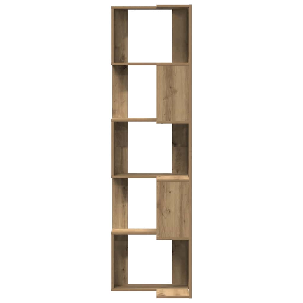 bogreol til hjørne 50x50x179 cm 5 hylder konstrueret træ eg
