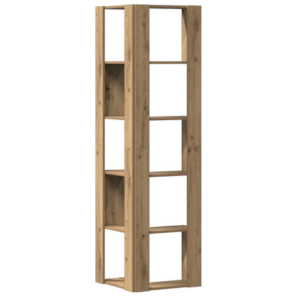 bogreol til hjørne 50x50x179 cm 5 hylder konstrueret træ eg