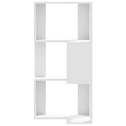 bogreol til hjørne 50x50x102 cm 3 hylder konstrueret træ hvid