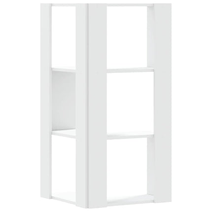 bogreol til hjørne 50x50x102 cm 3 hylder konstrueret træ hvid