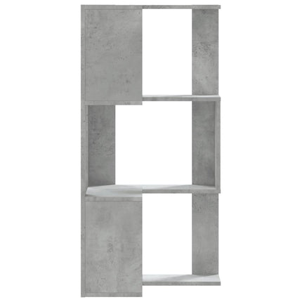 bogreol til hjørne 50x50x102cm 3hylder konstrueret træ betongrå