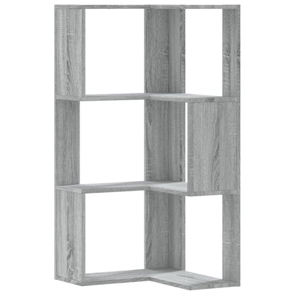 bogreol til hjørne 50x50x102 cm 3 hylder konstrueret træ