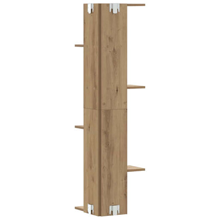 væghængt hjørnehylde 36,5x36,5x140 cm konstrueret træ eg