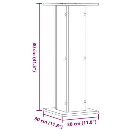 højtalerstativer 2 stk. 30x30x80 cm konstrueret træ sort