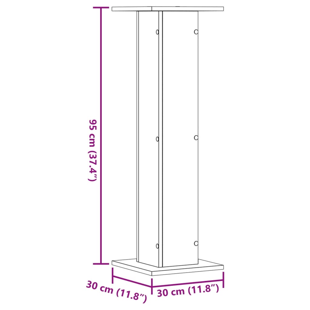 højtalerstativer 2 stk. 30x30x95 cm konstrueret træ hvid