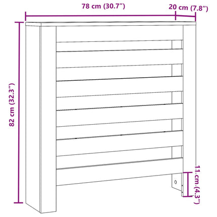Radiatorcover Grå Sonoma 78 x 20 x 82 cm Konstrueret træ