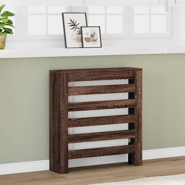 radiatorskjuler 78x20x82 cm konstrueret træ brun egetræsfarvet