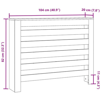 Radiatorcover Hvid 104 x 20 x 82 cm Konstrueret træ