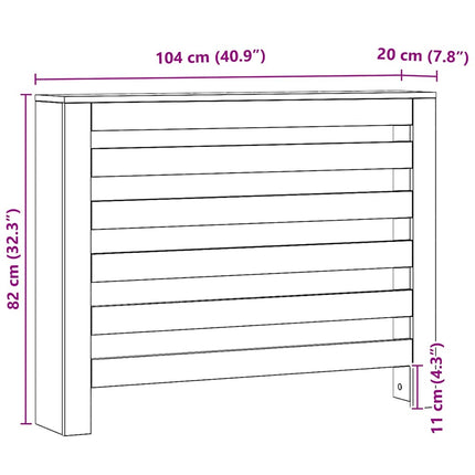radiatorskjuler 104x20x82 cm konstrueret træ egetræsfarve