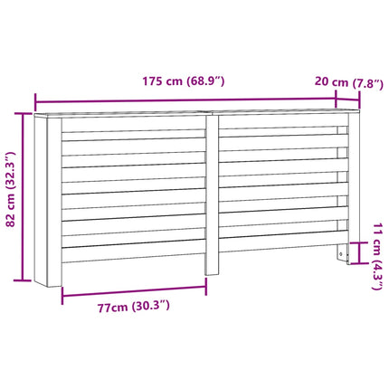 Radiatorcover Hvid 175 x 20 x 82 cm Konstrueret træ