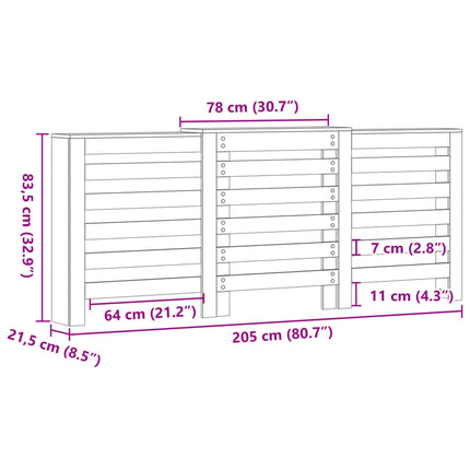 Radiatorcover Hvid 205 x 21,5 x 83,5 cm Konstrueret træ
