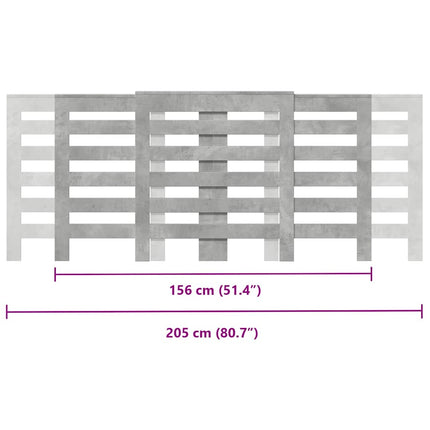 radiatorskjuler 205x21,5x83,5 cm konstrueret træ betongrå