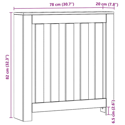radiatorskjuler 78x20x82 cm konstrueret træ egetræsfarvet
